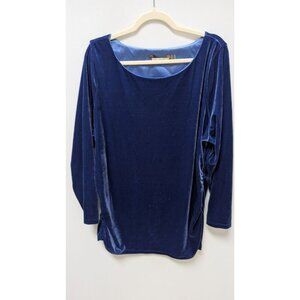 Soft Surroundings Dark Blue Velour Tunic Sweater